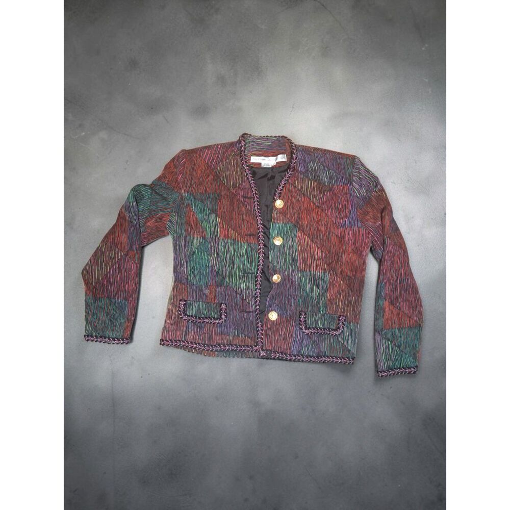 Vintage Anne Crimmins for Umi Collections 100% Silk Jacket - Sz 12 - Abstract
